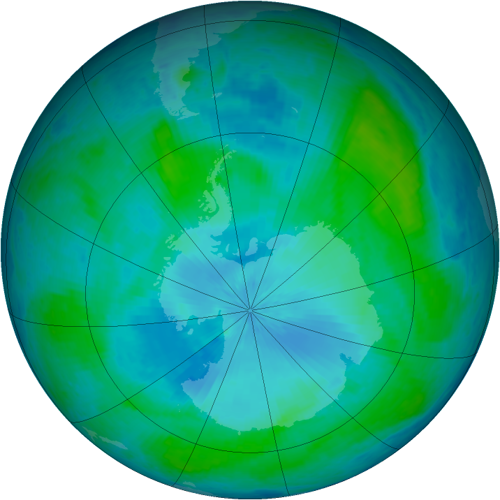 Antarctic ozone map for 09 February 2004